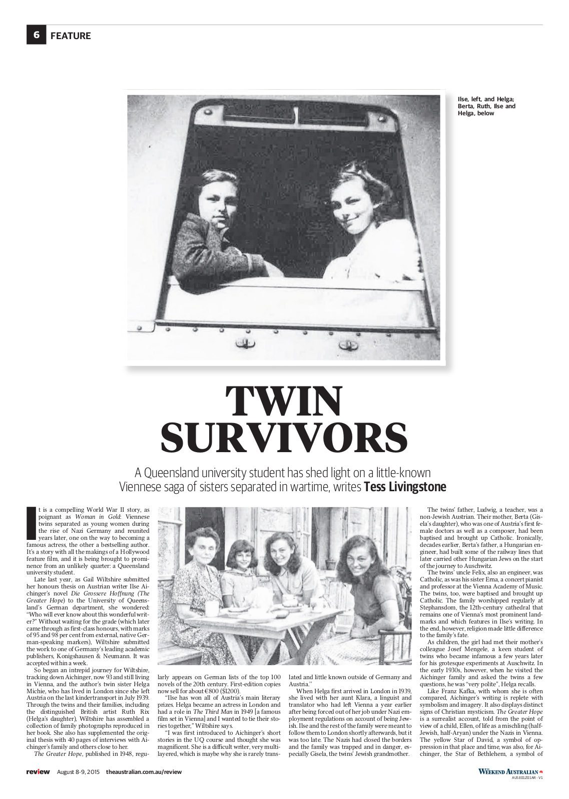 AUSTRALIAN ARTICLE PAGE ONE