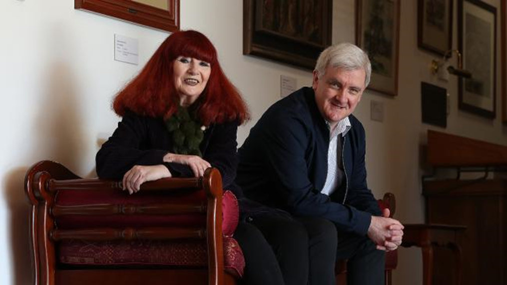 Gail Wiltshire with University of Queensland German scholar Geoff Wilkes.